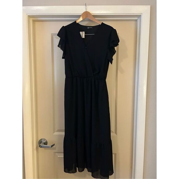 NEW PRETTYGARDEN Dress Wrap V Neck Ruffle Hem L NO BELT - Picture 5 of 5